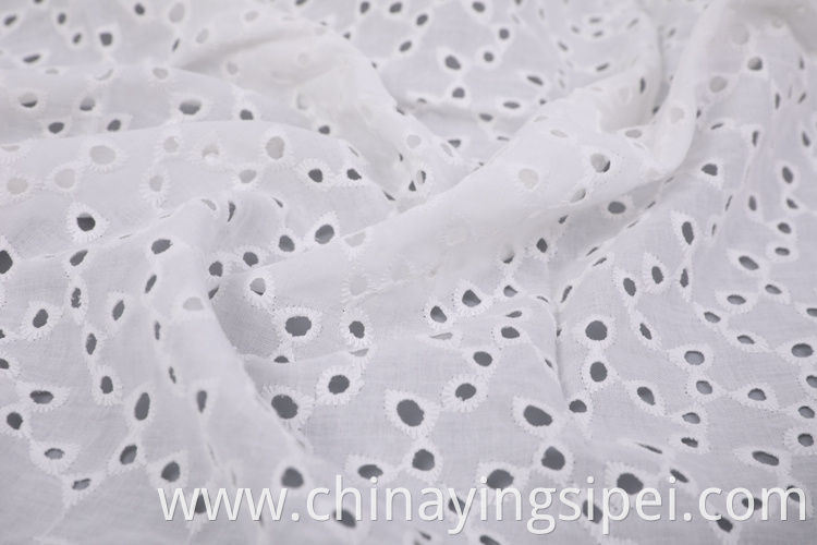 China suppliers woven 100 cotton white embroidered fabric prices for dresses